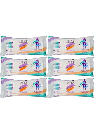 Lüx Hasta Vücut Temizleme Islak Mendil Havlu 50 Yaprak Xl (6 Lı S