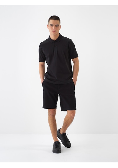 Xint Siyah Pamuk Dokulu Slim Fit Şort 180276