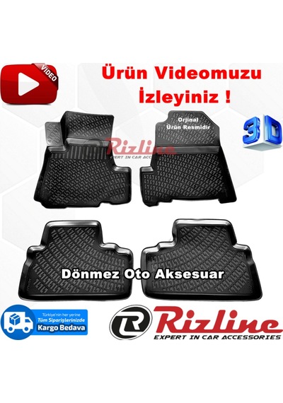 Honda Crv 3D Paspas Havuzlu Siyah 2007-2012 Arası 4 Prç. Rizline