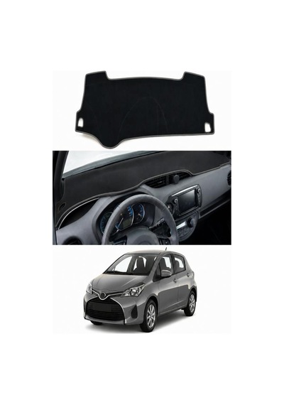 Toyota - Yaris 2011-2019 Uyumlu Torpido Koruma Kılıfı - Gri Şeritli