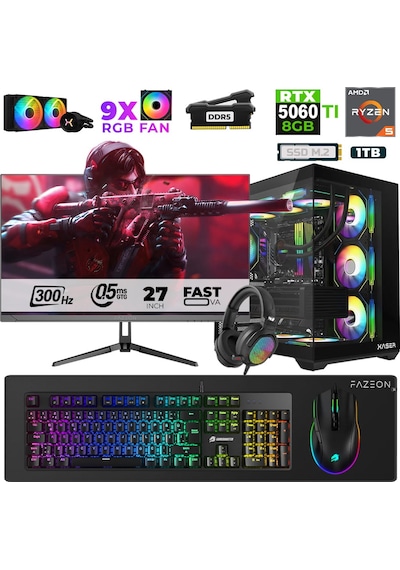 Xaser Star X310 R5-7500F 32 GB 1 TB M.2 NVMe SSD 8 GB RTX5060Ti 27" Free Dos Dizüstü Bilgisayar