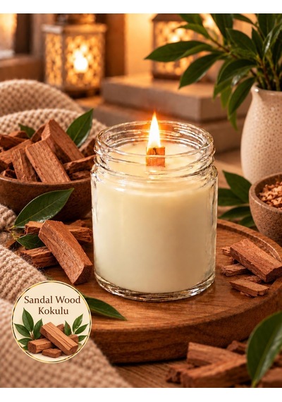210 Ml Kokulu Mini Kavanoz Mum - Sandal Wood Diğer
