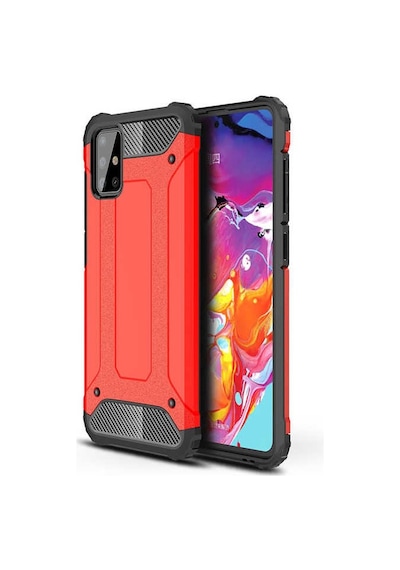 Kilifone - Samsung Uyumlu Galaxy A51 - Kılıf Çift Katman Zırh Tank Crash Military Kapak - Kırmızı