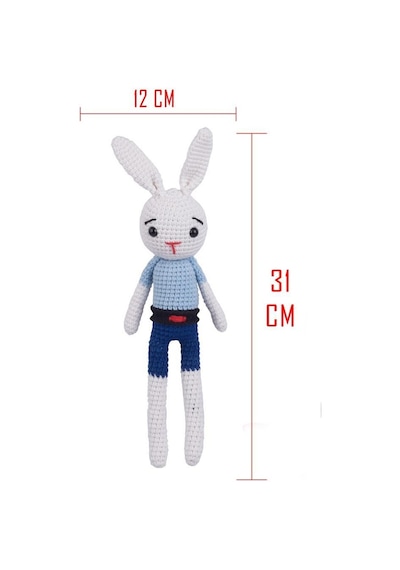 Amigurumi Organik Oyuncak-uyku Arkadaşı Tavşan-örme Mavi Tavşan