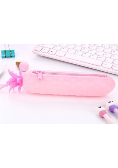 Ananas Silikon Kalem Kutu Pembe