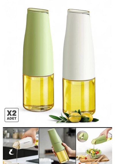 Tilbe Home 2li Fonksiyonlu Cam Yağdanlık 500ml Still Yerçekimi Ot