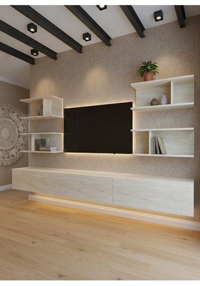 Resital Ledli Duvara Monte Tv Sehpası - Traverten - W6010-8 Çok Renkli Resital Ledli Duvara Monte Tv Sehpası - Traverten - W6010-8 Çok Renkli