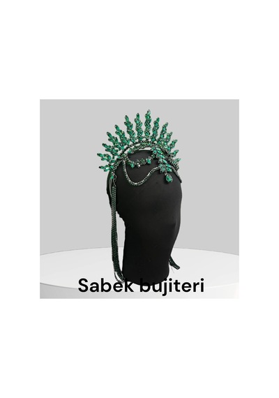 Alınlıklı Taç Büyük Gelin,kına,nişan,söz,after,bride,party Taç Yeşil - 726455370 Yeşil