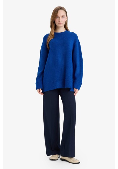 Defacto Loose Fit Bisiklet Yaka Triko Kazak Tunik G7239ax25cwbe835 Mavi-be835
