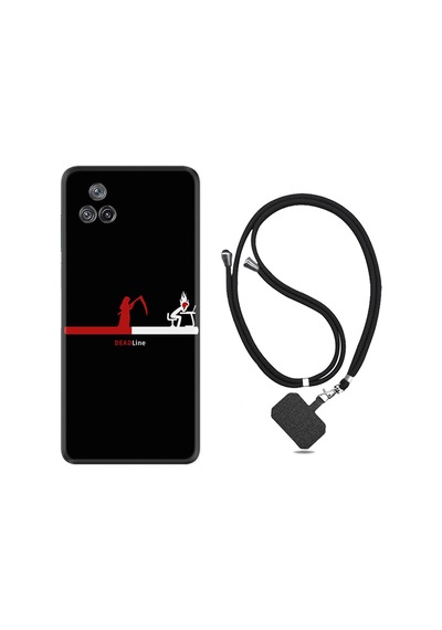 Xiaomi Poco F4 Kılıf İpli Boyun Askılı Desenli Silikon Dead Line 1662