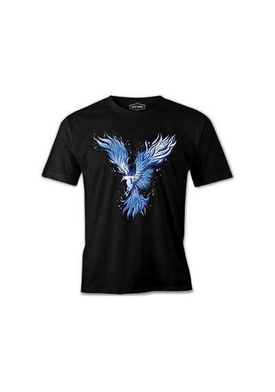 Blue Phoenix Bird Siyah Erkek Tshirt 001