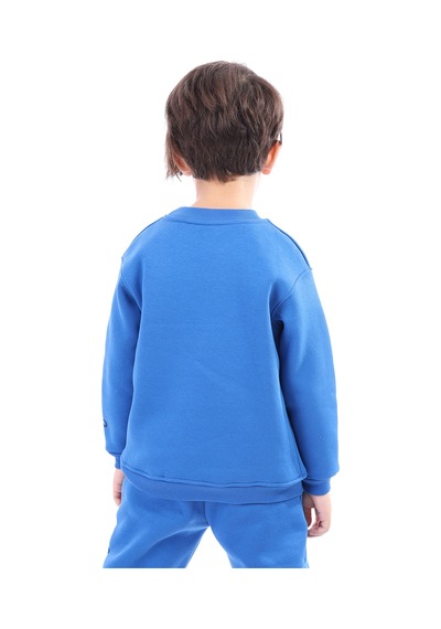 Toontoy Unisex Çocuk Baskılı Sweatshirt Saks Mavi