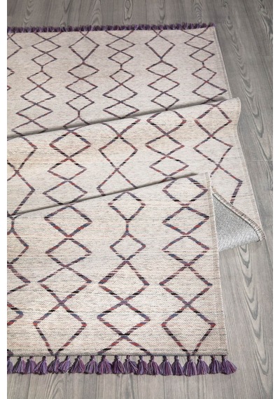 Lila Renkli Kaymaz Tabanlı Leke Tutmaz Kilim-568 Mor