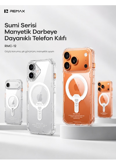 Remax Sumi Series Apple iPhone 17 Pro Magsafe Uyumlu Şeffaf Kılıf Darbe Emici Askeri Sınıf Koruma Rmc-12