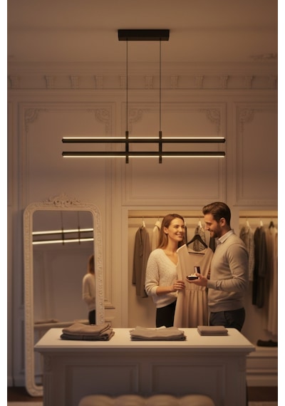 Halo Bronz Lineer Led Sarkıt Avize Kumandalı Dim Edilebilir Yukarı & Aşağı Işık Sarı Işık