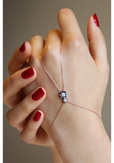 Renkli Taşlı Gümüş Şahmeran Rose Gold