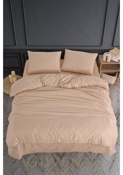 Deluxe Pamuk Saten Çift Kişilik Kutulu Nevresim Takımı Saten Nevresim Çeyizlik Deluxe20, Kapuçino, 200 X 220 Çok Renkli