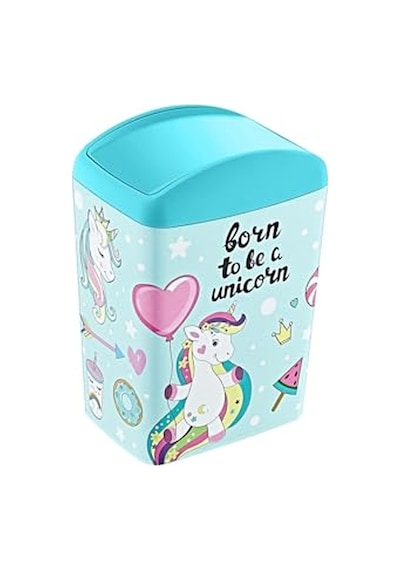 Soft Resimli Çöp Kutusu Döner Kapak 5 Lt Unicorn Çok Renkli