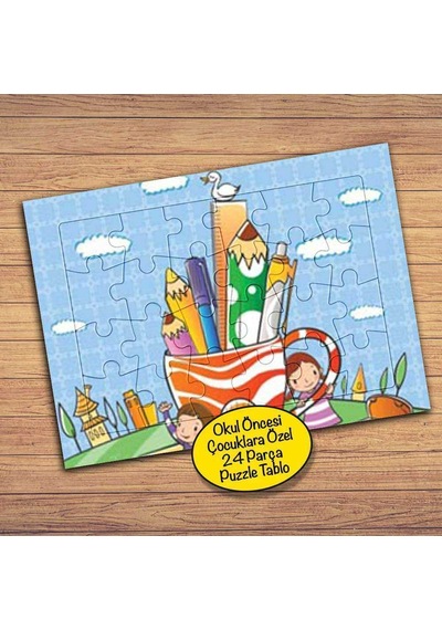 Fincandaki Kalemler Çocuklara Özel Puzzle Yapboz Tablo-43914