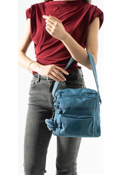 Baginn Kadın Postacı Çanta 28 32 Cm 571 Collection Klinkır Hafif Yağmur Geçirmez Klinkır Kumaş Çok Cepli Mavi