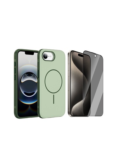 Vendas iPhone 16e Uyumlu Joko Neksa M-safe Kapak + Privacy Cam Ekran Koruyucu Yeşil