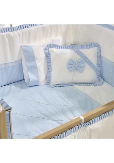 Meltem Kids Bambino Sallanır Ahşap Anne Yanı Beşik 70x110 cm (naturel-mavi) Mavi