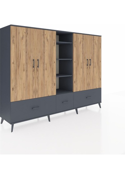 Hyperion Dolap 12 Raflı 3 Çekmeceli 4 Kapaklı 220x44x163 Antrasit Antrasit-çam/antrasit Hyperion Dolap 12 Raflı 3 Çekmeceli 4 Kapaklı 220x44x163 Antrasit Antrasit-çam/antrasit