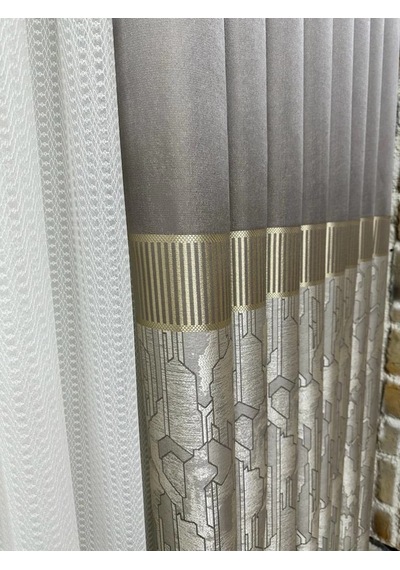 Nivemeshome İnci V-5431 1/3 Sık Pile Gri Fon Perde Apm