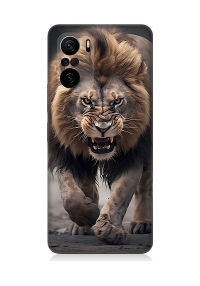 Xiaomi Poco F3 Uyumlu Saldırgan Aslan Desenli Silikon Kılıf