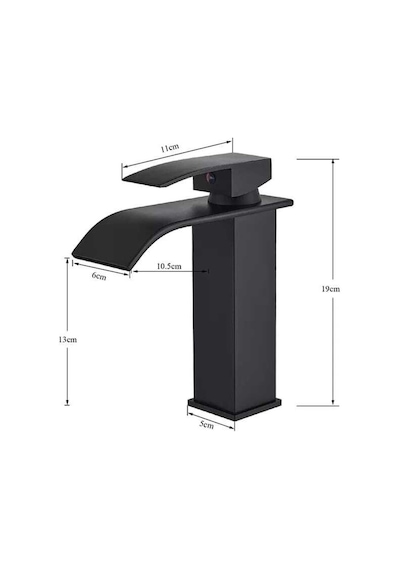 Rena Design Siyah Lavabo Bataryası Oval Çıkış Havza Model Yüksek Kalite Lavabo Musluğu Çiftgirişli Armatür