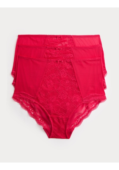 Marks & Spencer 3’lü Dantelli Full Brief Külot T61004958F Kırmızı