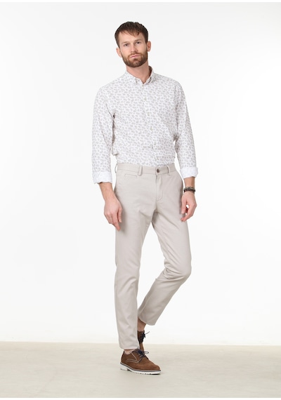 Ramsey Bej Dokuma Regular Fit Casual Pamuk Karışımlı Pantolon