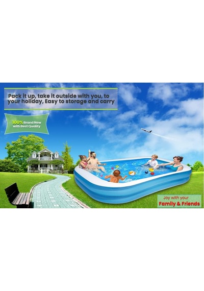 Bestway Dikdörtgen Şişme Çocuk Havuzu 54006, 262x175x51 Cm, Mavi, Tek Ebat Diğer