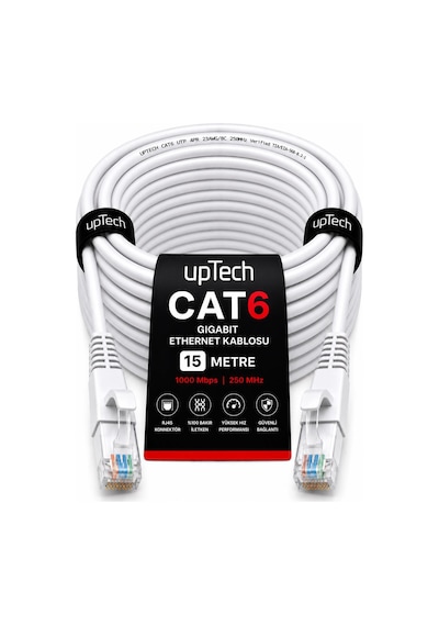 Uptech Cat6 Ethernet Kablosu 15 Metre Rj45 Lan İnternet Modem Router Bilgisayar Kablosu