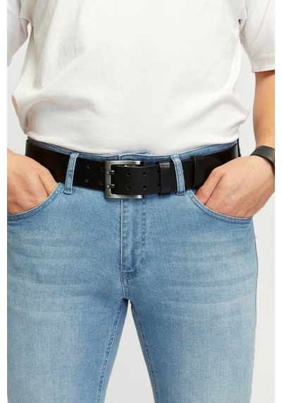 %100 Hakiki Erkek Manda Derisi Çiftdilli Spor Erkek Kot Kemeri 4,5 Cm Siyah