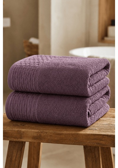 2'li Büyük Boy Banyo Havlusu 90x150 Cm %100 Pamuk Siena Collection 650 Gr Mürdüm