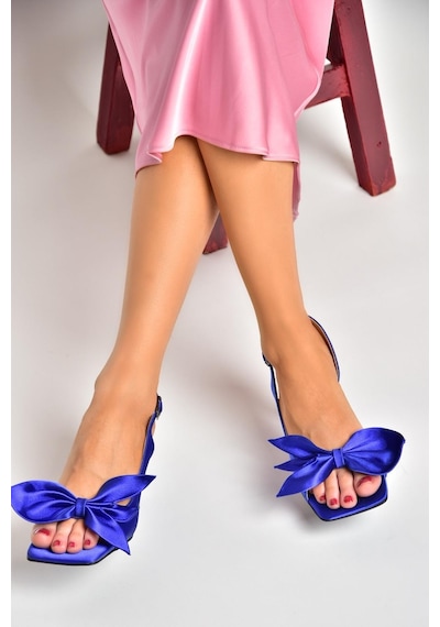 Fox Shoesk749384904 Saks Mavi Kumaş Kadın Topuklu Ayakkabı Saks Mavi