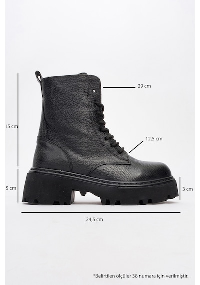 Luvishoes Luvi Shoes Loreta Siyah Hakiki Deri Kadın Postal Bot Siyah