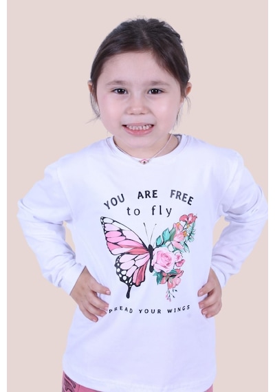 Kız Çocuk Baskılı Sweatshirt Beyaz1 Beyaz