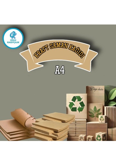 A4 Kraft Fotokopi Kağıdı 50 Adet Doğal Kahverengi Yazıcı Uyumlu Çevreci Kağıt