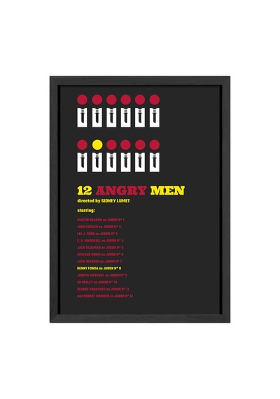 12 Sinirli Adam Siyah Ahşap Çerçeveli Poster, Dekoratif Film Duvar Tablosu