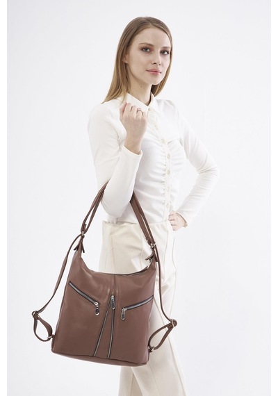 Derinss Leather Derinss Dkb501 Hakiki Deri Kadın Kahverengi Sırt Ve Omuz Çantası 001