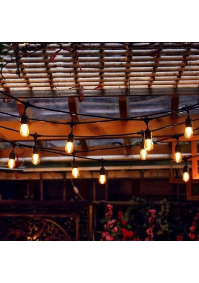5 Metre 10 Duylu Eklenebilir Sıralı Bahçe, Kafe, Teras, Balkon Armatürü Ip64 İç Dış Mekan Ampulsüz Siyah