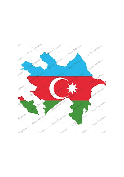 Azerbaycan Azeri Harita Bayrak Sticker 00708