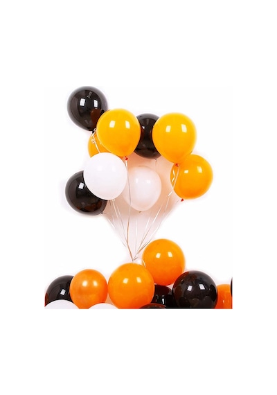 50 Adet Turuncu - Beyaz- Siyah Metalik Balon 3'Lü Renk - 12 Inç