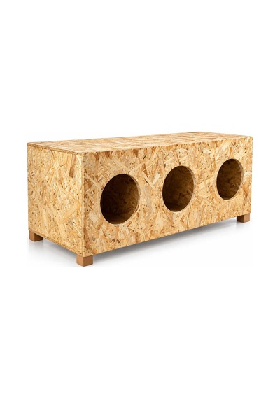 Reyo 3 Bölmeli Kedi Evi, 93x41x39 cm Ahşap Kedi Barınağı, Suya ve Rüzgara Dayanıklı OSB Sokak Kedileri İçin Kedi Yuvası Cat11