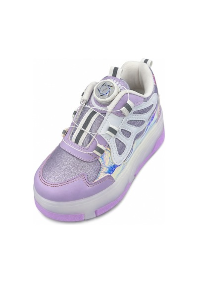 Papucumun Dünyası Kız Çocuk Işıklı Patenli Mekanizma Bağcıklı Sneaker Lila
