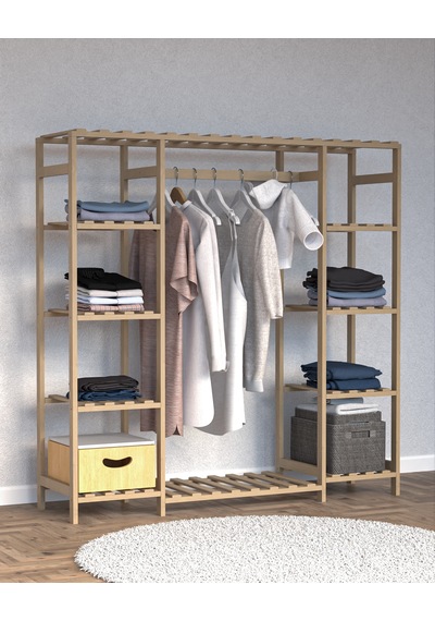 Ahşap Gardırop, Masif Ahşap Dolap, Açık Dolap 150x40x150 Ahşap