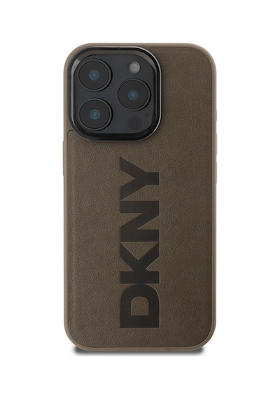 Apple iPhone 16 Pro Max Uyumlu Kılıf Dkny Lisanslı Magsafe Şarj Özellikli Pu Deri Plain Kapak Kahverengi