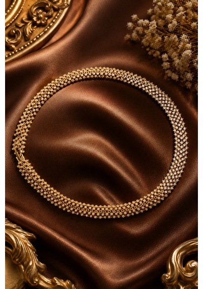 Luxelle Altın Kaplama Zirkon 4'lü Kolye Bileklik Küpe Yüzük Özel Tasarım Takı Seti Luxury